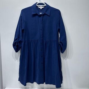 Apricot Women’s Blue Button Front Tiered Long Sleeve Dress Size 6